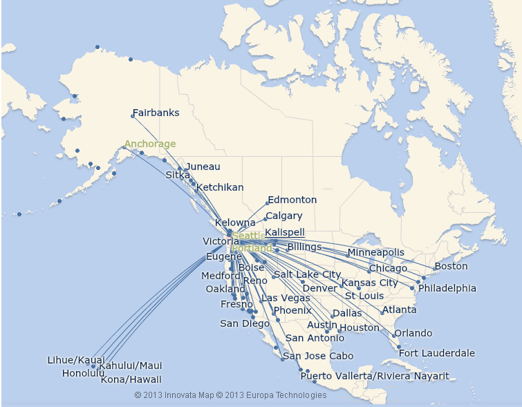 Alaska Airlines Network Map